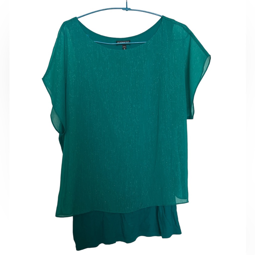 Express Green Shimmer Shirt color green size M